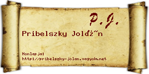Pribelszky Jolán névjegykártya